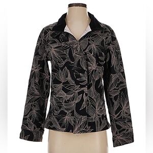 Athleta Odyssey Black Floral Print Jacket, Size XS pockets insulating warm